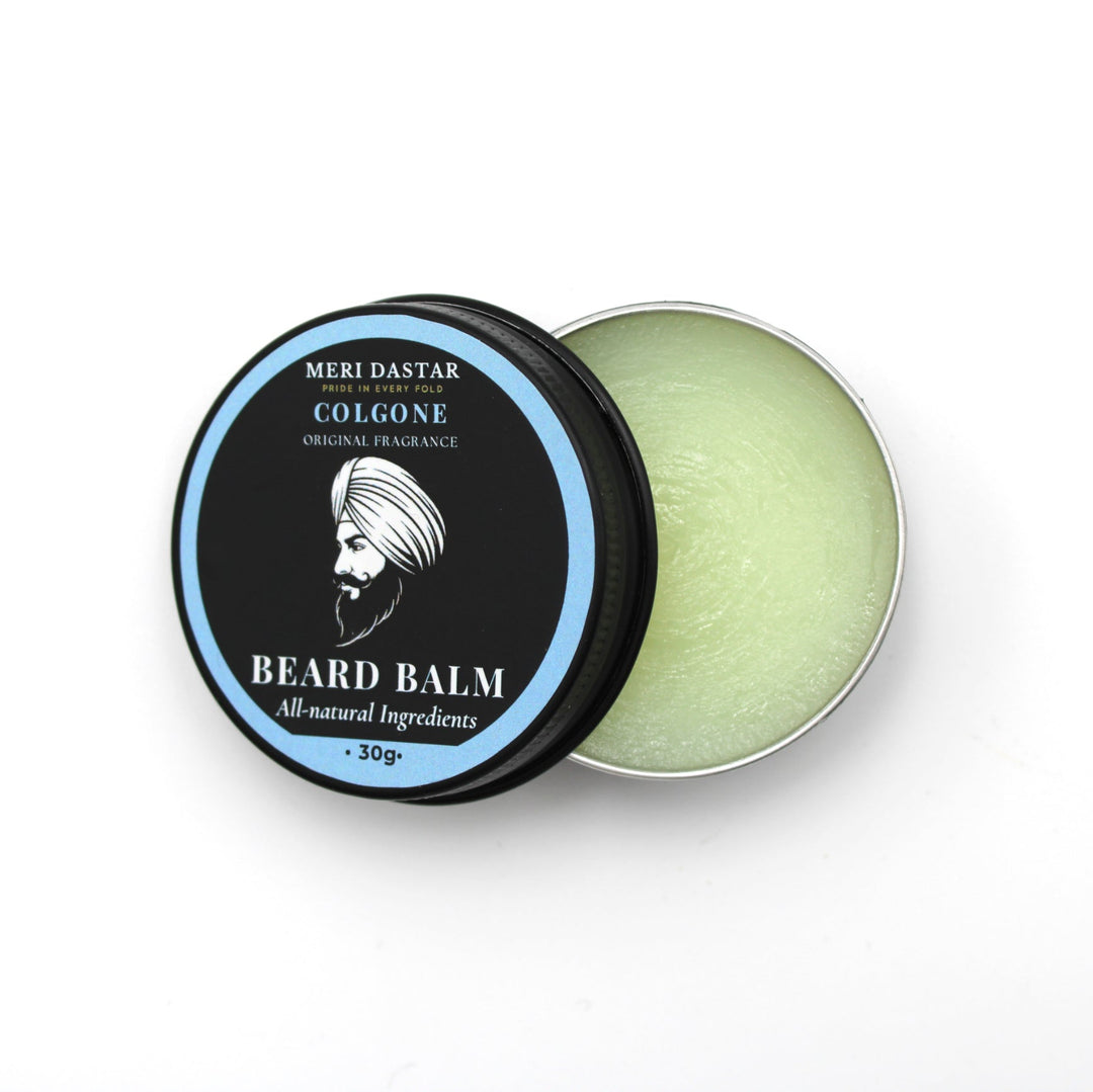Beard balm with packaging on a white background