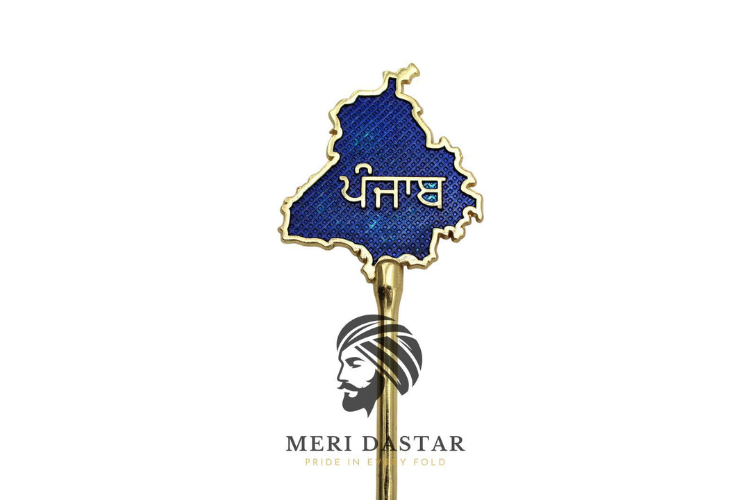Golden Metallic map of Punjab with text on a white background