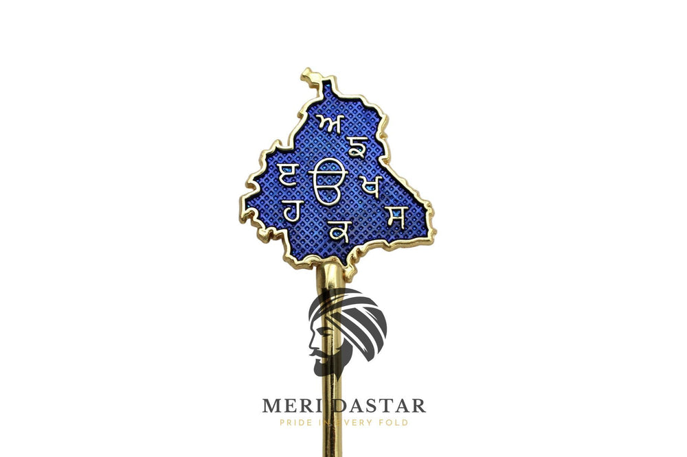 Golden Metallic map of Punjab with text on a white background