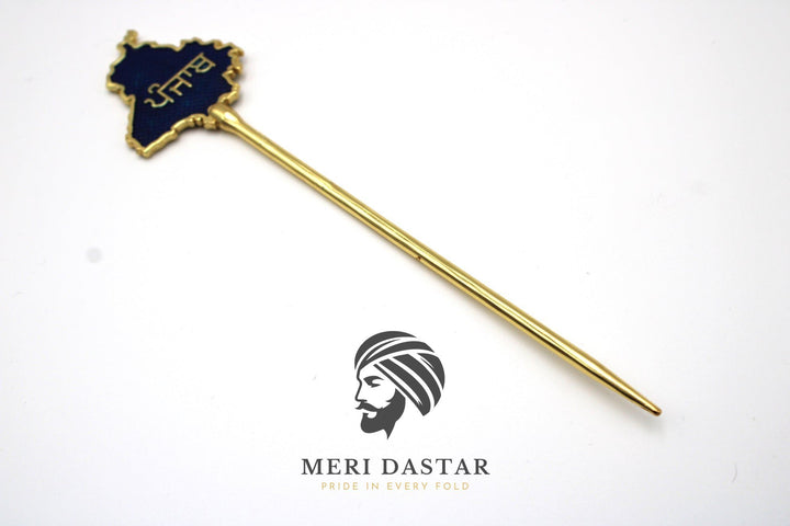 Golden Metallic map of Punjab with text on a white background